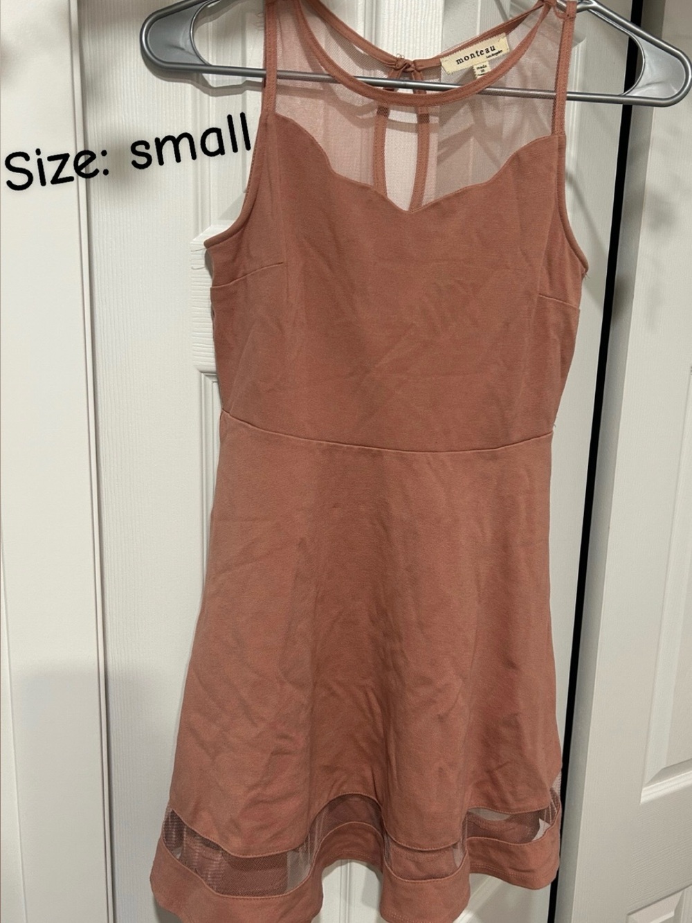 Monteau Dusty Rose Mesh-Inset Mini Dress